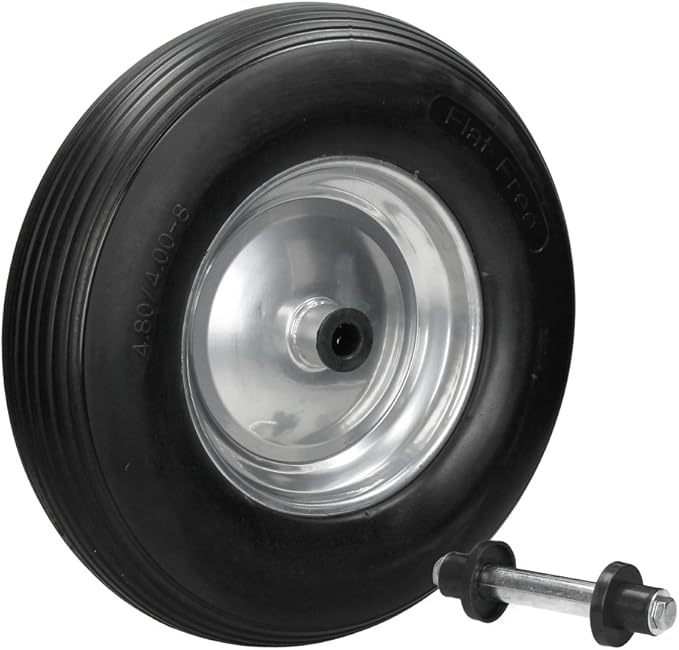 Ruota Per Carriola In Gomma Piena Antiforatura - Perno Cm. 17 Oppre 21