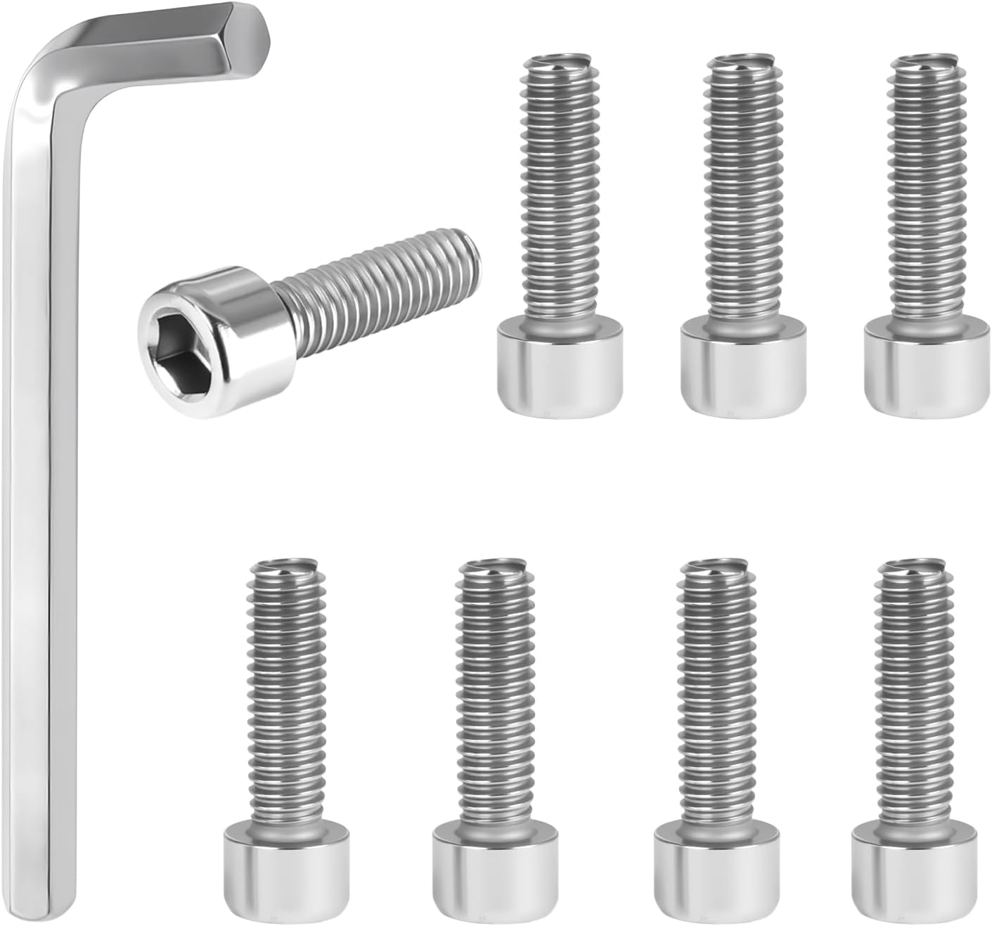 1001-63-B Center Cap Screws, Fit for Fuel Offroad Wheel Black Center Caps, with 1 Pc Allen Key, Alloy Steel Silver Finish Screw Locks, No Center Cap Included, 1001-63B, 1001-63GB, 8 Pcs
