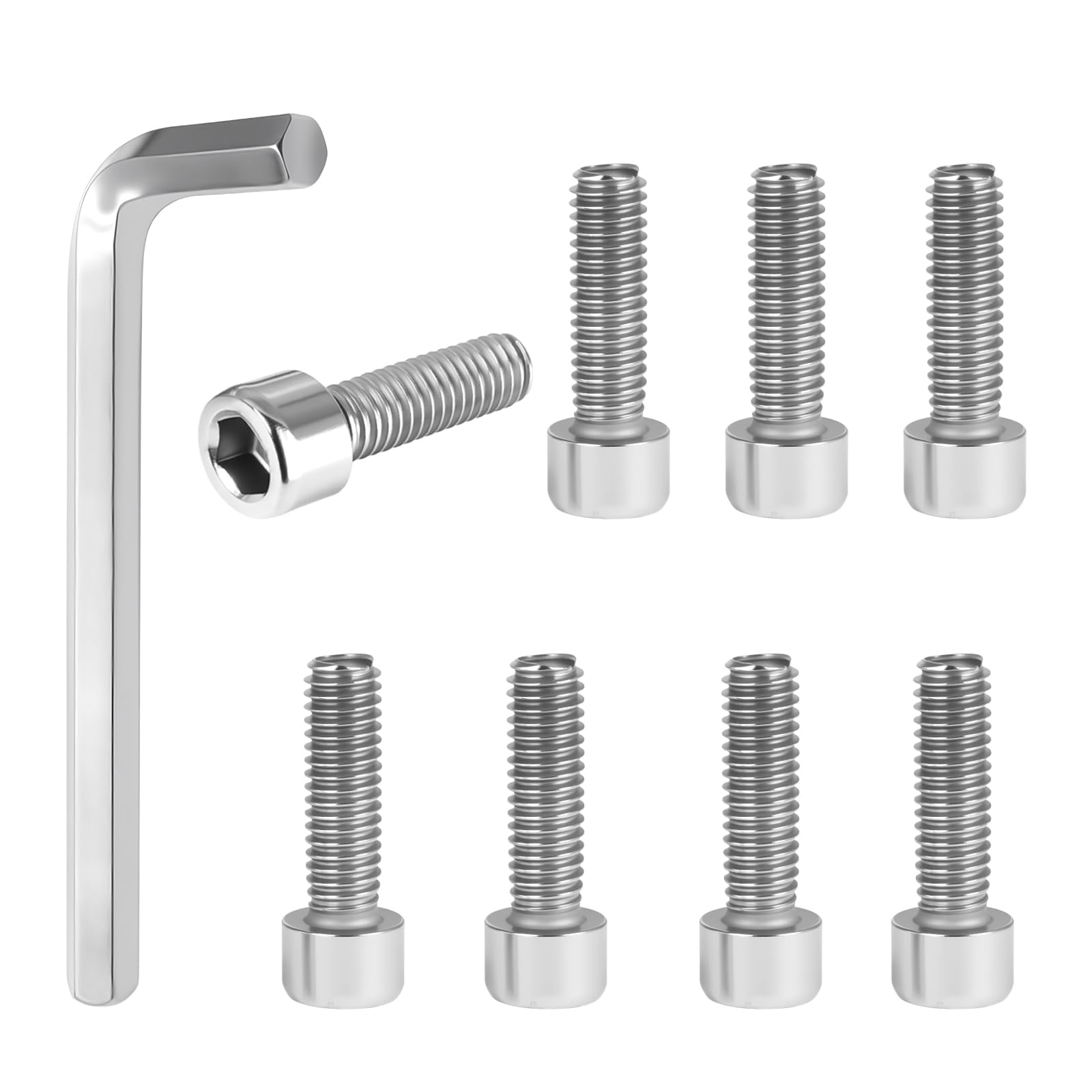 Photo 1 of 1001-63-B Center Cap Screws, Fit for Fuel Offroad Wheel Black Center Caps, with 1 Pc Allen Key, Alloy Steel Silver Finish Screw Locks, No Center Cap Included, 1001-63B, 1001-63GB, 8 Pcs
