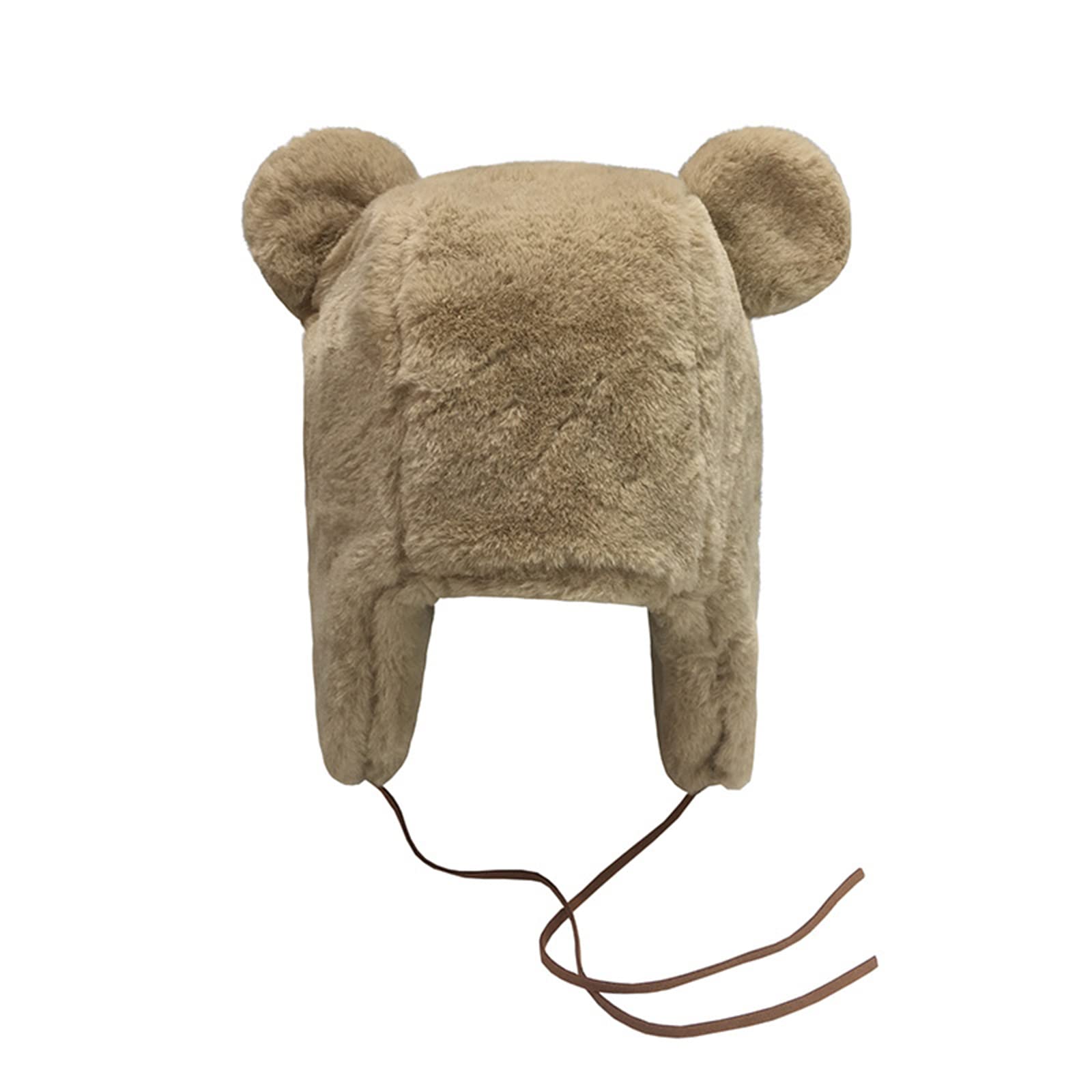 Solid Color Children Lei Hat Plush Bear Ear Hat Coldproof Thermal Wild for Snowboarding Skiing Hiking