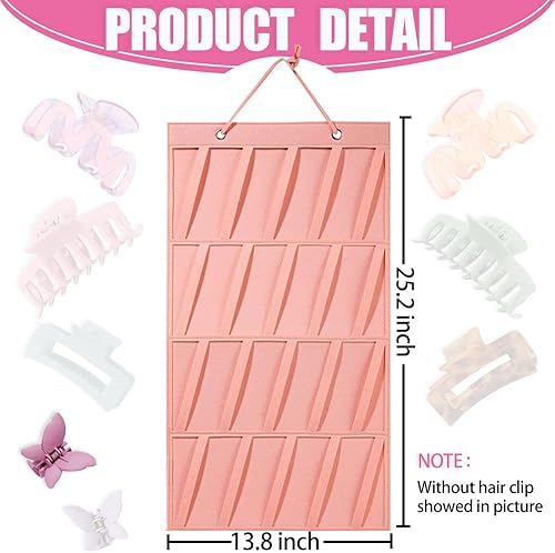 Miniatura 3 de Organizador de pinzas colgantes de fieltro de alta calidad, gran capacidad para niñas y mujeres, soporte de exhibición de lazos para pared, puerta