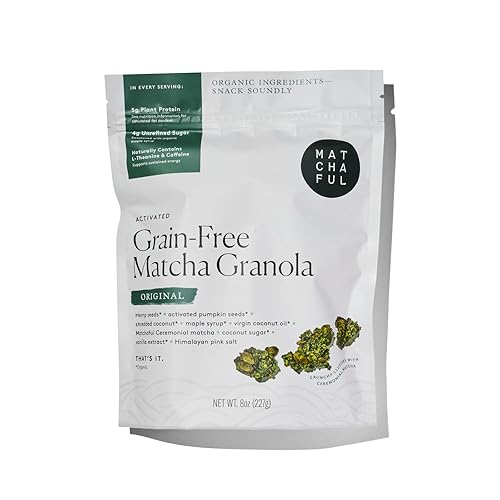 Matchaful Granola matcha original, activada, sin granos, ingredientes orgánicos, vegana, sin azúcar refinada, sin OMG, granola sin gluten mezclada