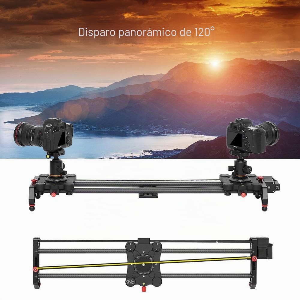 Slider cámara GVM Track Dolly Slider - Sistema de rieles con Acelerador motorizado y Tomas de vídeo Follow Focus Shot - Disparo panorámico de 120° - 80cm