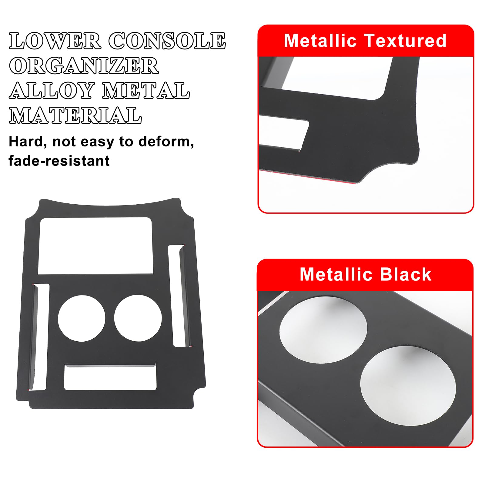 for Hummer EV Accessories Lower Console Organizer Compatible with 2024+ Hummer EV SUV Pickup Alloy Metal Gear Shift Central Panel Insert Cup Holder Lower Console Expander Storage Box (SUV)