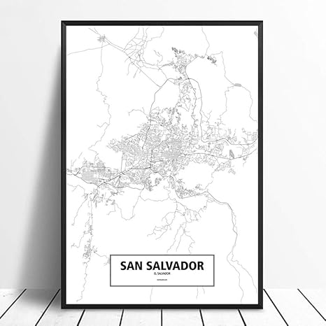 Amazon Com Zhffyy World City Map Custom The World Map Canvas Print Abstract Wall Art Painting Decor San Salvador El Salvador Black White Poster Canvas Print Nordic Style Home Decor 30 X 21