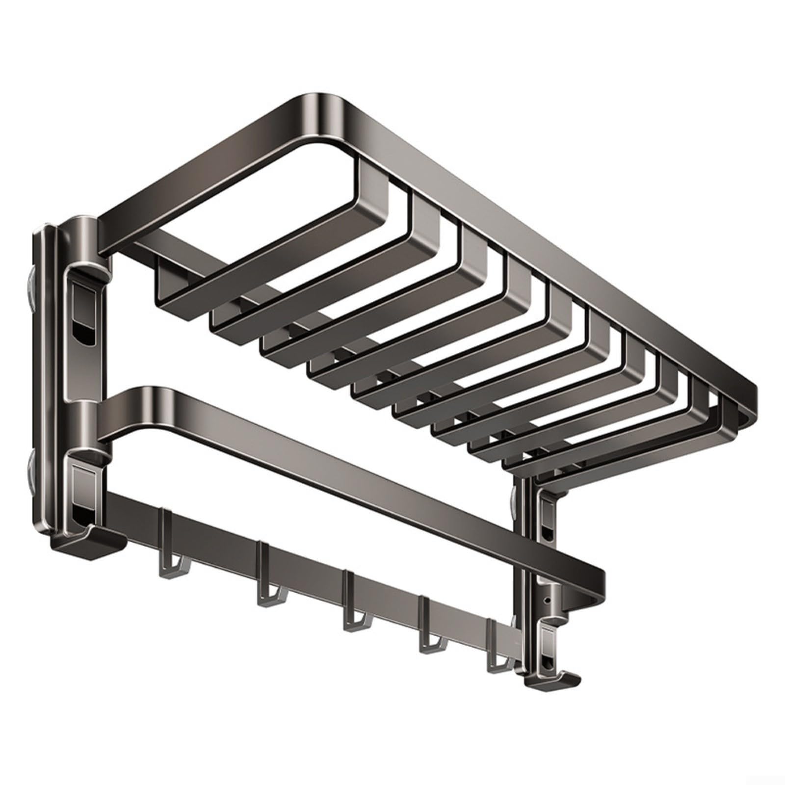 Porte-serviettes mural pliable en aluminium gris mat de haute qualité