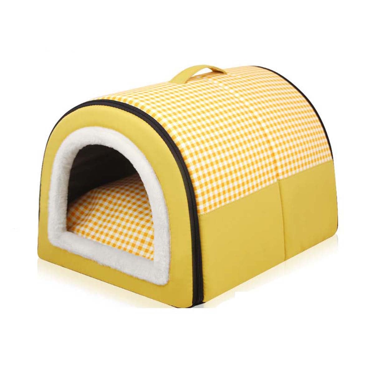 Dog Bed House, 2-in-1 Large Pet Igloo with Removable Cushion, Waterproof Non-Slip Foldable Anti-Anxiety Soft Warm Bed for Dogs, Puppy, Cats, Rabbit
