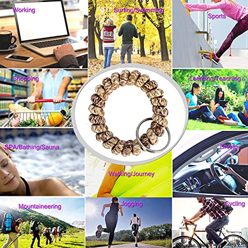 Image of BIHRTC Wristlet Keychain Bracelet Flexible Spiral Coil Spring Key Ring for ID Badge, Gym, School, Hotel and Pool Locker Keys, Purple Blue Pink, 1.6inch, Casual