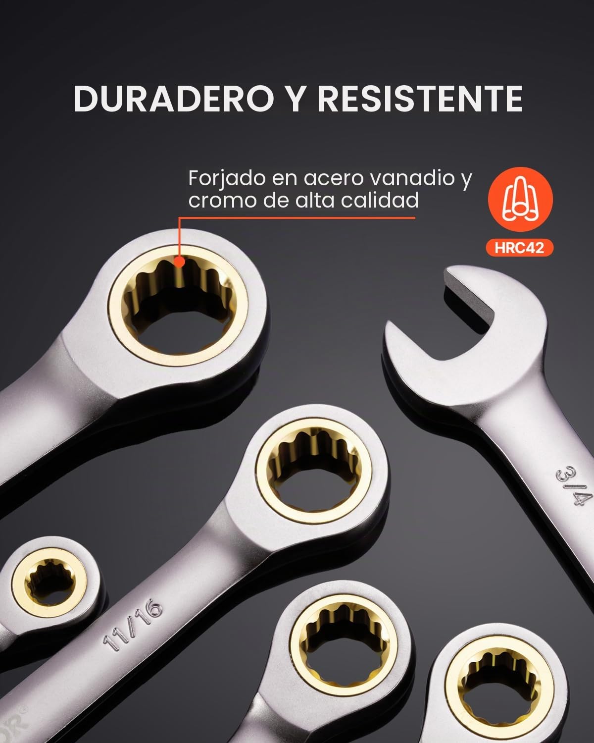 VEVOR 24 PCS Juego de Llaves Combinadas, Juego de Llaves de Trinquete con Estante Organizador, Juego de Llaves Mediano SAE de 1/4" a 7/8" y Métricas de 8 mm a 19 mm para Reparaciones de Automóviles