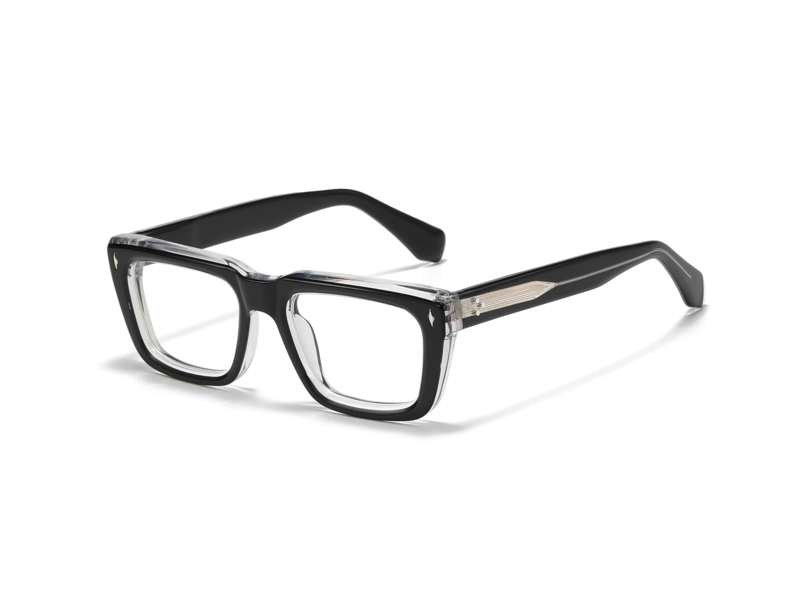 JOLLYNOVA Sutton Retro Rectangle Acetate Thick Glasses Frame Prescription Optical Eyewear for Women Men 53-21-148mm