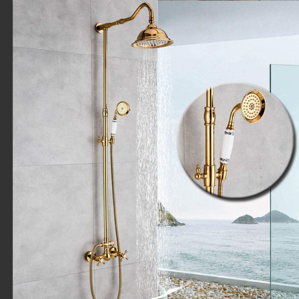 Système de douche robinet de douche doré salle de bains effet pluie