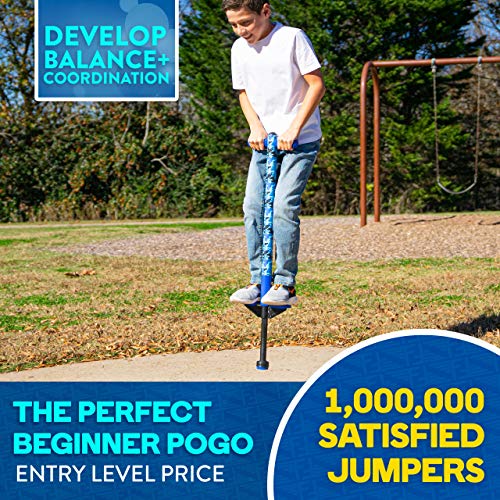 Flybar Pogo Stick For Kids, 40 To 80 Pounds, Perfect For Beginners, Easy Grip Foam Handles, Anti-Slip Foot Pegs, Outdoor Toys For Boys, Jumper Toys For Girls, Outside Toys For Kids (Jolt, Blue Camo) #TOP2