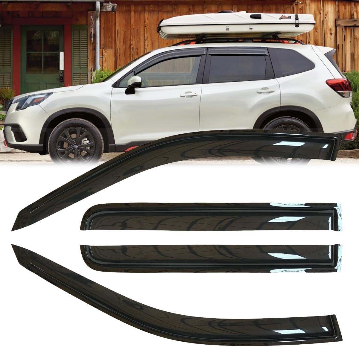 4pcs Original Shatterproof Rainproof Side Window Wind Deflectors for Subaru Forester 2019-2024,Tape-on Rain Guards Sets,Nice Looking Window Visors for Cars,Vent Deflector for Forester 19-24 SUB27