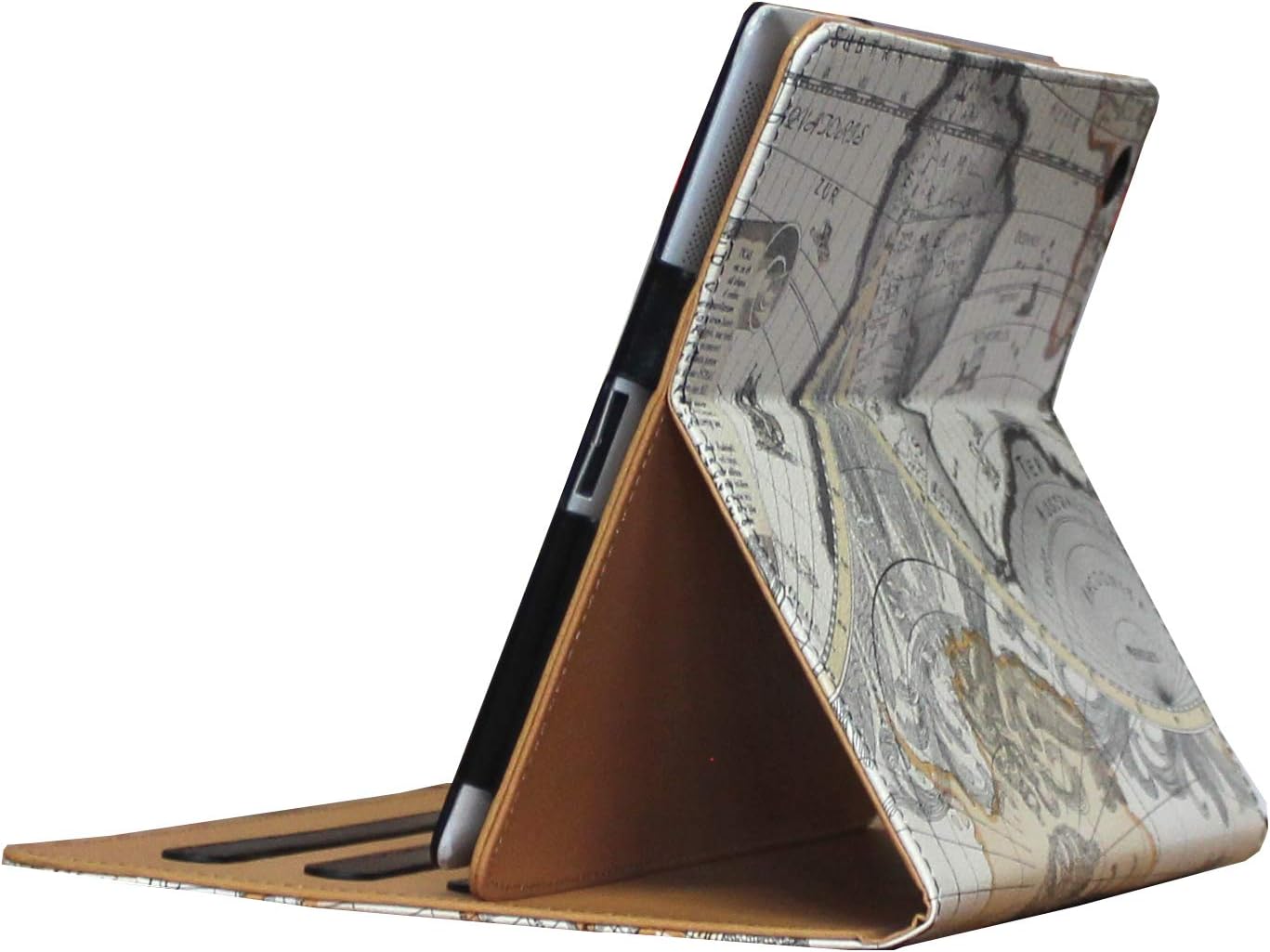 JYtrend iPad 2 /iPad 3 /iPad 4 Case, Multi-Angle Viewing Stand Leather Folio Smart Cover with Pocket, Auto Wake Up/Sleep for Model A1395 A1396 A1397 A1403 A1416 A1430 A1458 A1459 A1460 (Map)