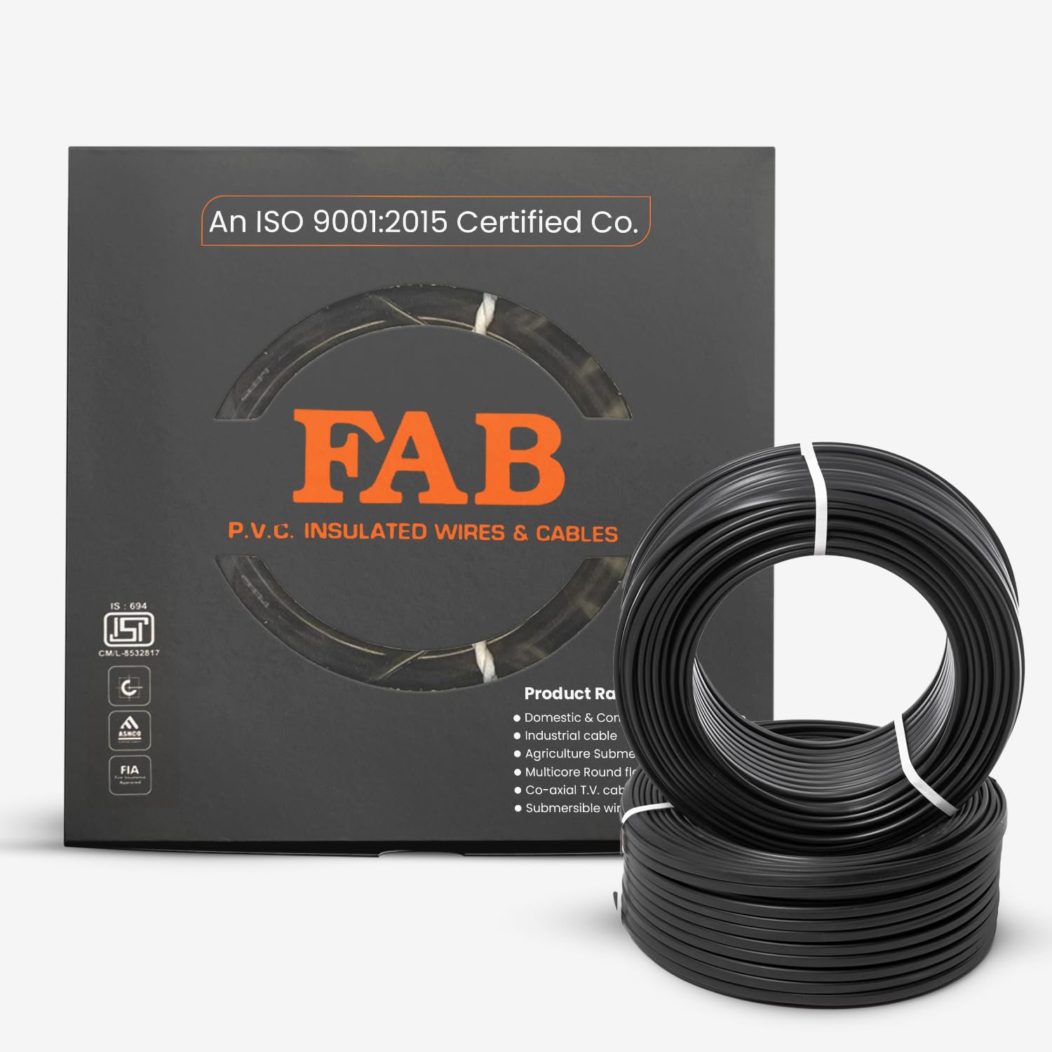 2.5mm | 90m | FR PVC Insulated CCA Copper Wire | Single Core Multi-Strand House Wiring Cable | Gauge (10 No.) | Black