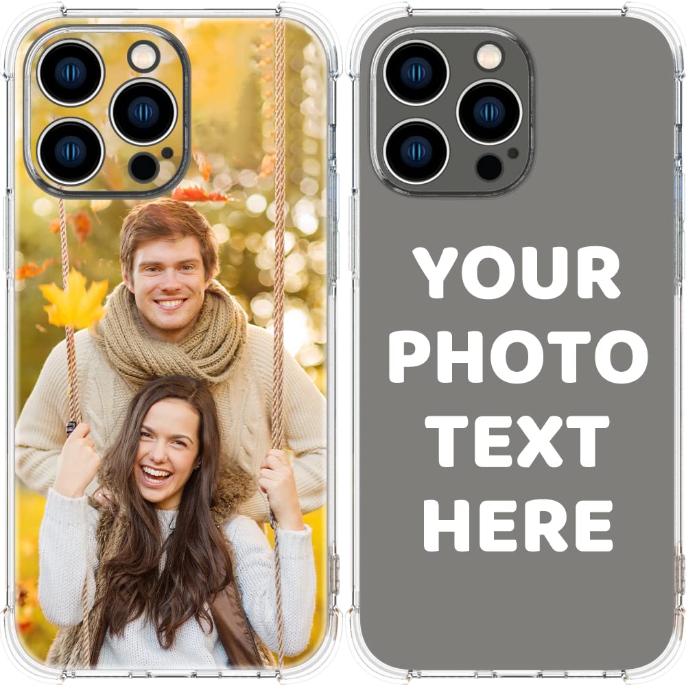AIPNIS Personalized Custom Phone Case Compatible with iPhone 14 Pro Case, Customized Picture Gift Shock Shock-Resistant Soft Clear TPU -Design Your Own Case (iPhone 14 Pro)