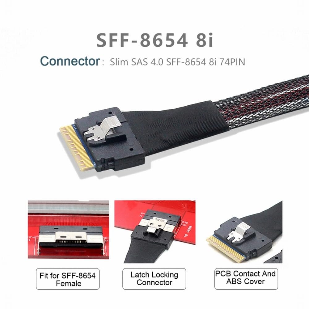CY Cavo PCI-E 5.0 Mini Cool Edge IO MCIO PCI-E 8i 74Pin Maschio a Slimline SFF-8654 SAS 4.0 74Pin Maschio Extender Cable 50 cm