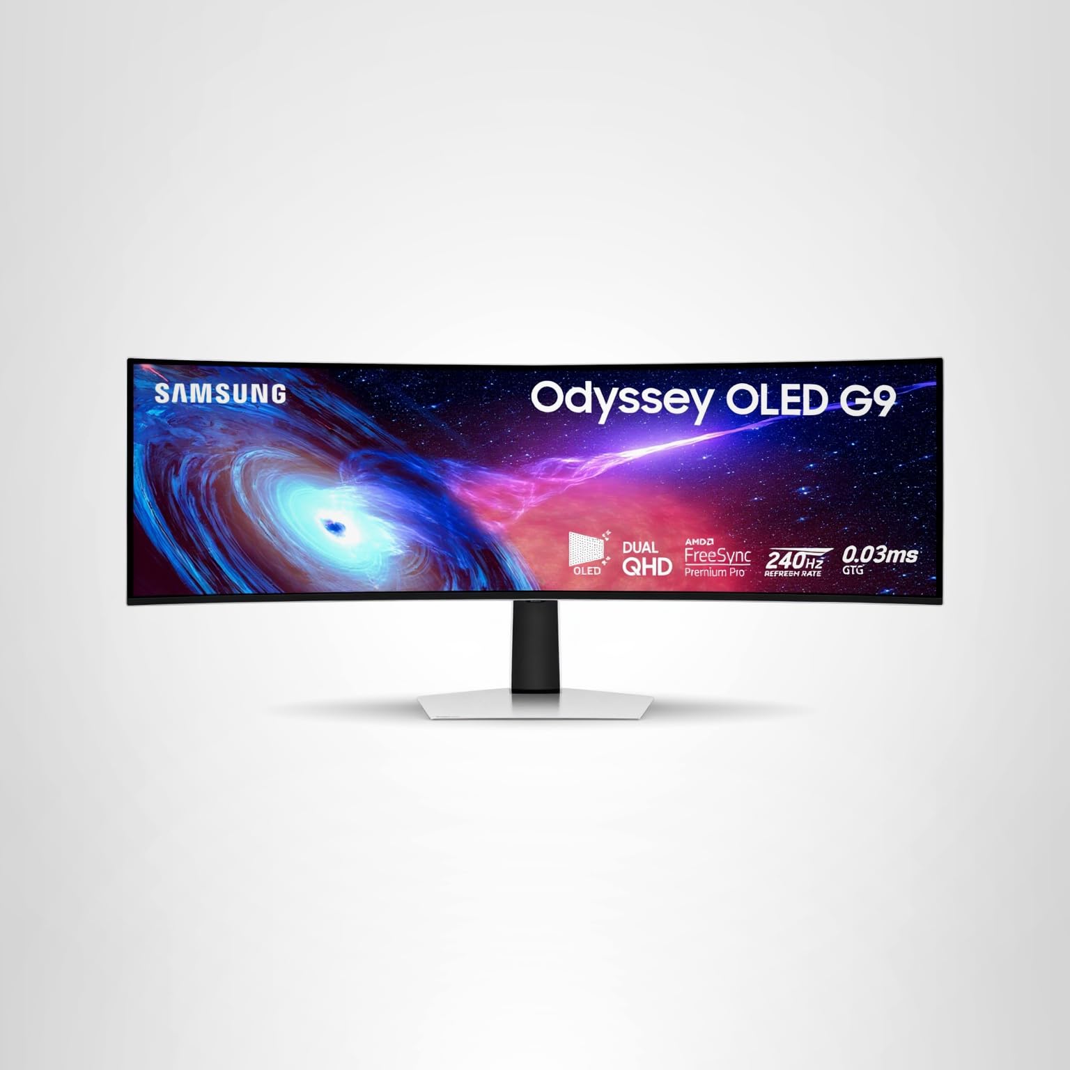 Samsung 49” Odyssey G9 Series DQHD 1000R Curved Gaming Monitor, 1ms(GtG), VESA DisplayHDR 1000, 240Hz, AMD FreeSync Premium Pro, Height Adjustable Stand, Ultrawide Screen, LS49CG954ENXZA, 2024: Samsung 49" Odyssey G93SC Series Curved Gaming Monitor, QD-OLED, 240Hz, 0.03ms, DQHD, G-Sync Compatible, FreeSync Premium Pro, Adjustable Stand