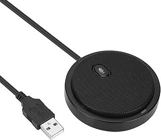 360 ° Wired Microphone, Pickup Audio Video Computer Omnidirectional Microphone, Mono USB 2.0 Low Noise Universal Microphone Zinc Alloy Desktop Conference