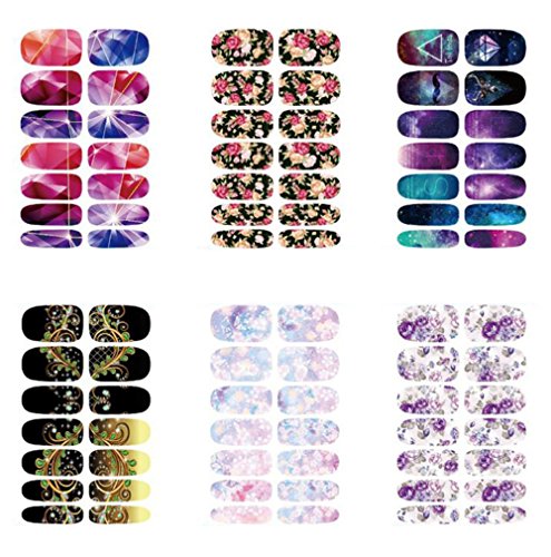 aloiness Nagelsticker 6 Arten Stil Nageldesign Nail Art Sticker Decals Nail Selbstklebende 3D Design Tipp Nail Wraps für…