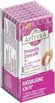 Apitera ZEN Doğal Bal, C Vitamini, Çinko, Selenyum, Zencefil, Tarçın, Karanfil, Karabiber, Limon ve Propolis İçeren Takviye Edici 7’li Saşe