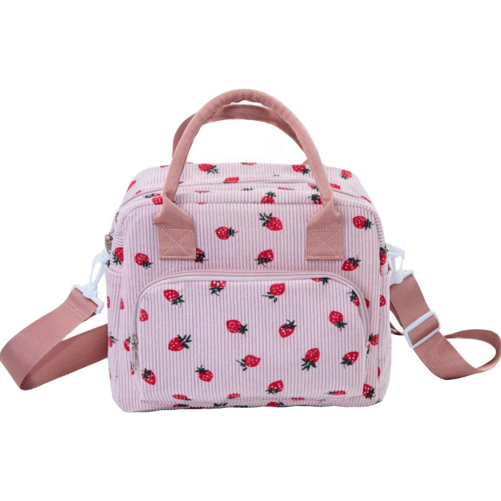 Strawberry Lunch Box, Large Lunch Bag for Women, Leakproof Lunch Tote Bag Insulated for Work Travel Picnic (Pink)