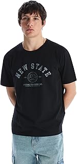 تيشرت برقبة دائرية ضيقة مزين بطباعة مصنوع من قطن الجيرسيه من ال سي وايكيكي للرجال