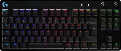 Logitech G PRO Mechanische Gaming-Tastatur – Portable Tenkeyless Design, abnehmbares Micro-USB-Kabel, GX Blue Clicky Switches, LIGHTSYNC RGB Backlit Keys, QWERTZ Deutsch, PC,Mac – Schwarz