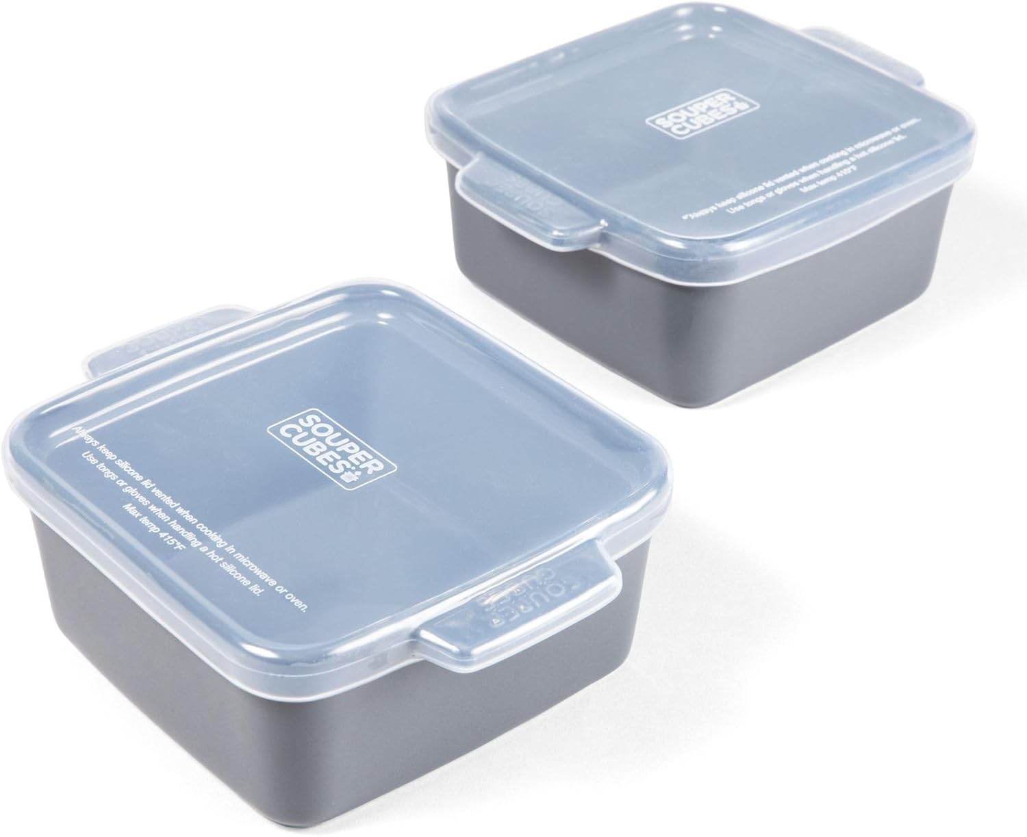 Souper Cubes Steingut – 12,7 cm quadratische Auflaufform – Keramik-Backform-Set – Küchenutensilien und Backformen – Set mit 2 Stück – Anthrazit