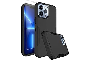 Dahkoiz iPhone 13 Pro Max Case with Glass Screen Protector & Drop Protection