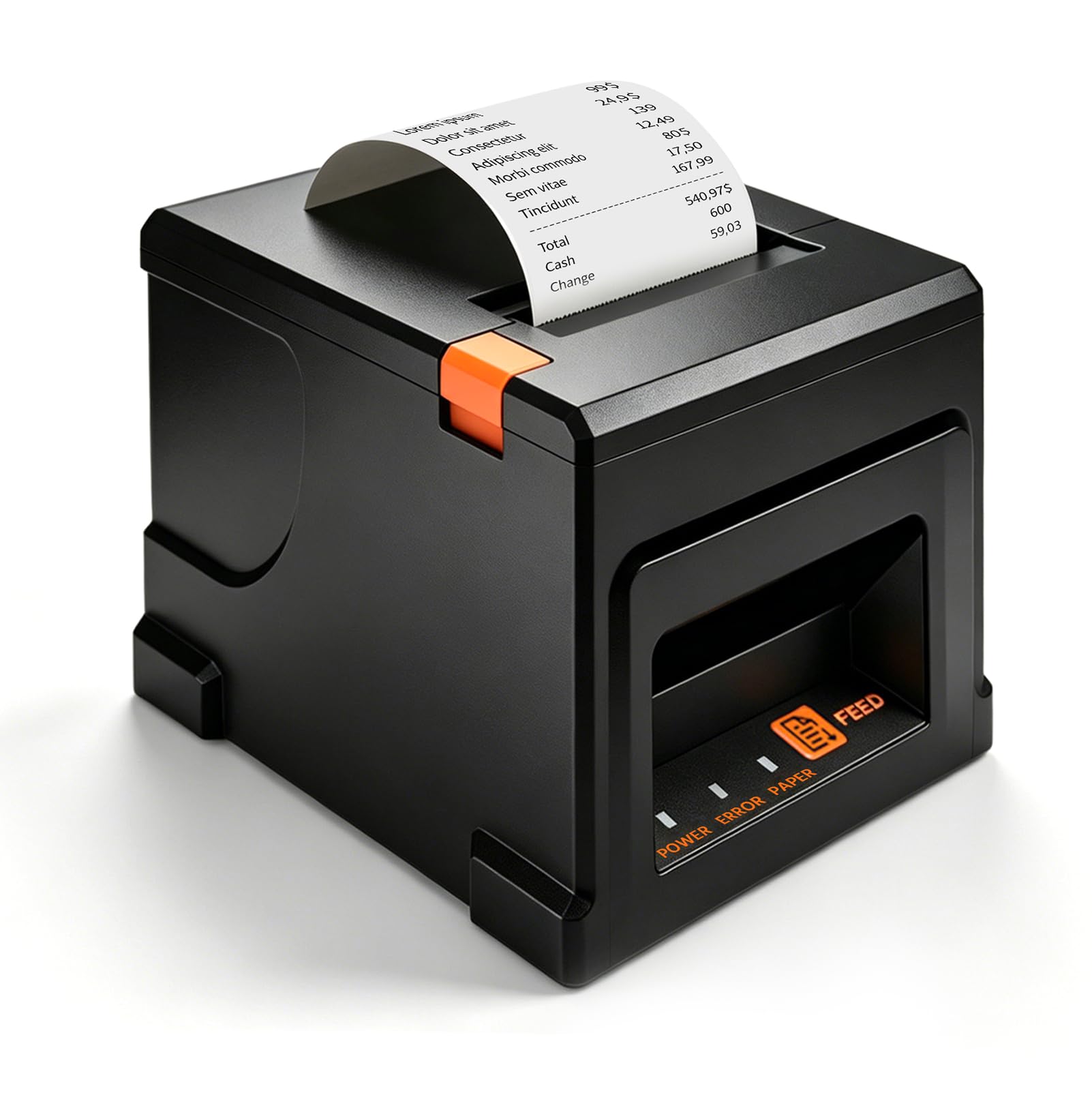 80 mm Thermodrucker POS, Kompatibel mit Windows/Mac-Systemen | 220-300mm/s, mit 5 Rollen Papier, Unterstützt Bluetooth- und USB-Verbindungen, Für Gastronomie & Einzelhandel