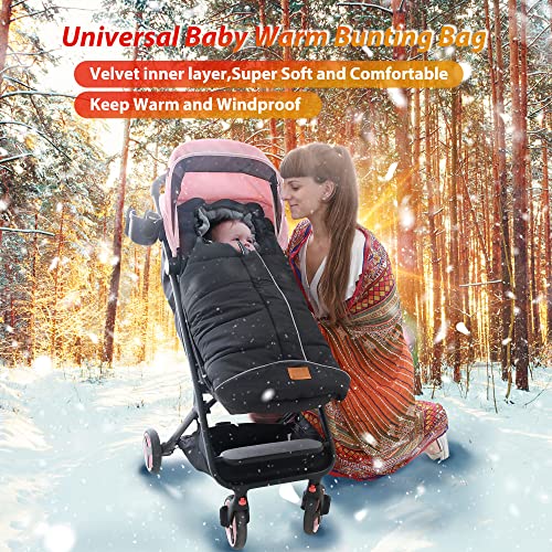 Image of LAT Baby Warm Bunting Bag Universal,Stroller Sleeping Bag Cold Weather,Waterproof Toddler Footmuff(Basic,Black)