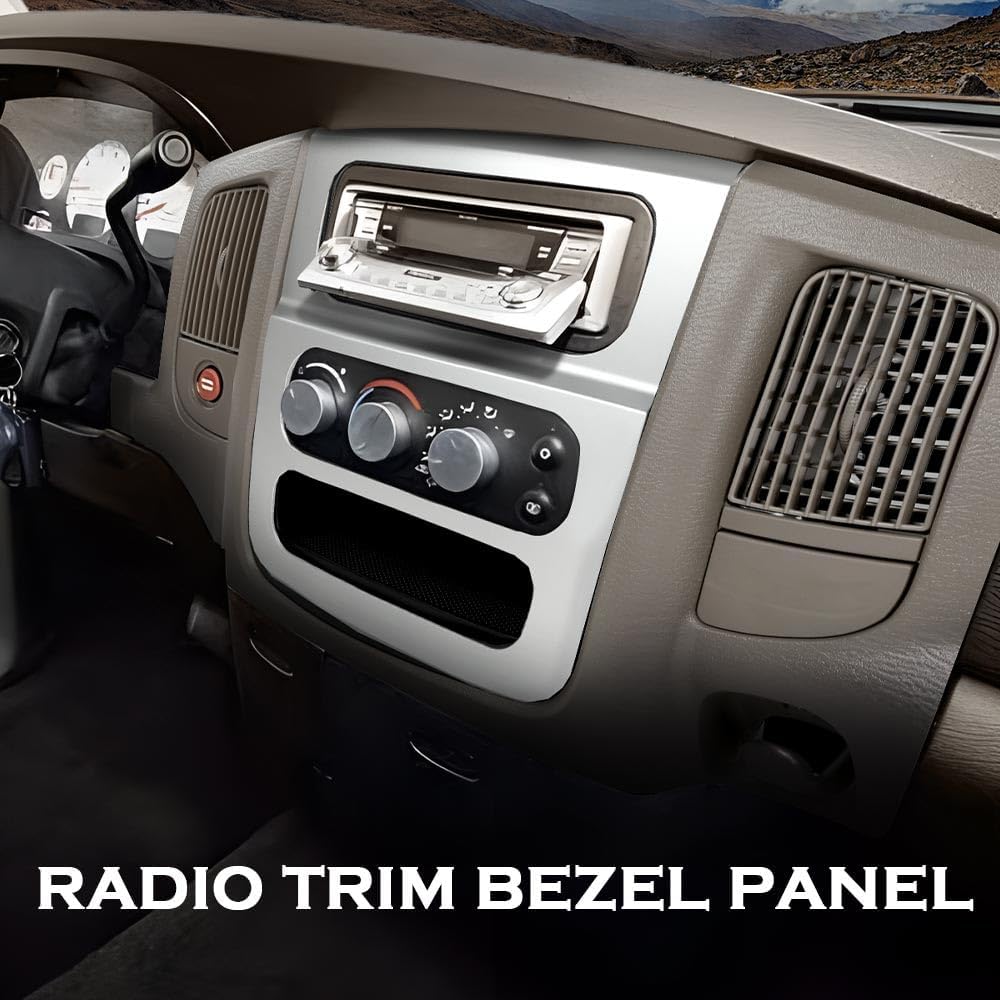 Center Dash Radio Bezel Trim, Fit Dodge Ram 1500 2002-2005/2500 3500 2003 2004 2005, Radio Panel Instrusment Dashboard Cover, Beige