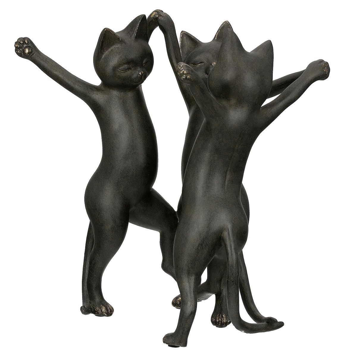 GILDE Figur Gatto - Kunstharz, schwarz, metallische Optik, Katze, H: 30,5 cm, B: 26 cm, T: 21 cm - Deko, Skulptur, Wohnaccessoire, Geschenk