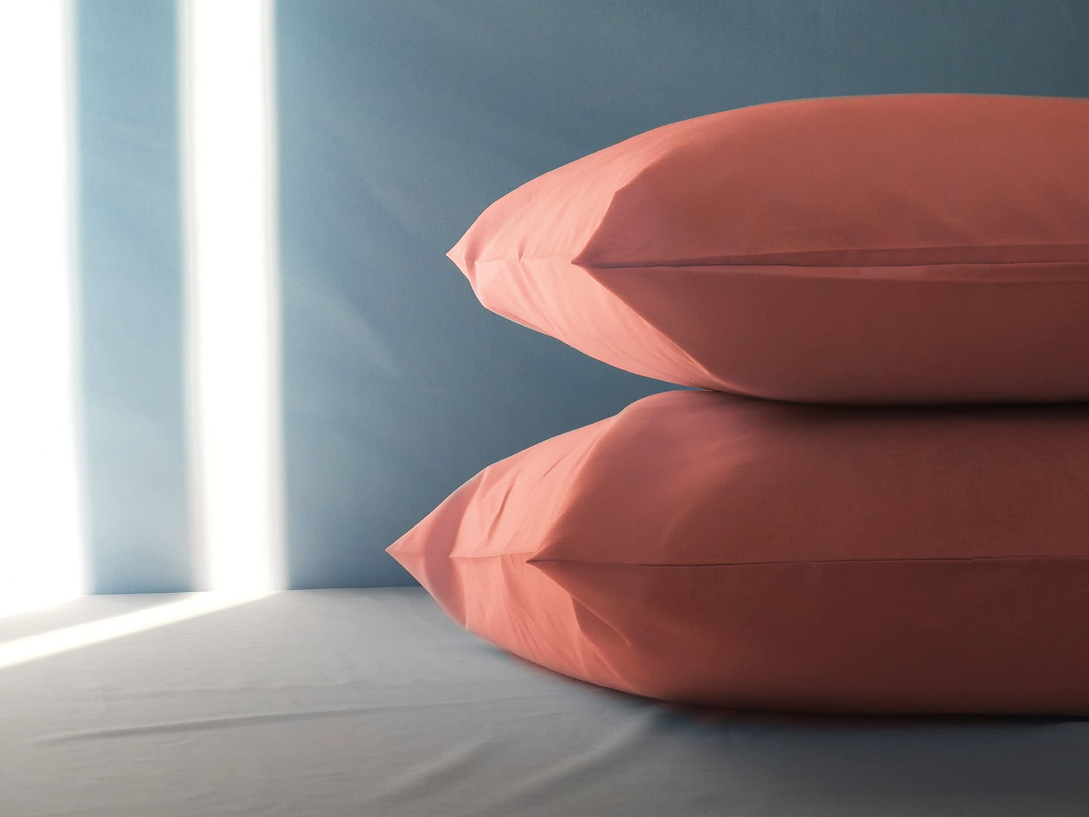 FARFALLAROSSA Coppia di Federe 100% Puro Cotone 60x60 CM, Set di 2 Tessuti per Cuscino Letto Made in Italy, Chiusura a Busta, Tinta Unita, Misura Standard - Cipria