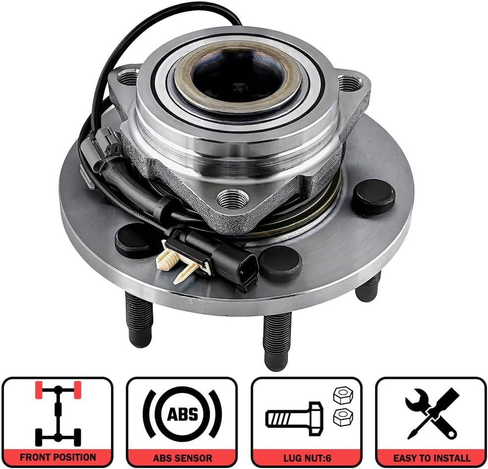 MotorbyMotor 515160 Front Wheel Bearing and Hub Assembly 4WD with 6 Lugs Fits for Chevy Silverado 1500 Suburban Tahoe, GMC Sierra 1500 Yukon XL, Cadillac XTS Escalade Hub Bearing (4x4, w/ABS) - Image 5