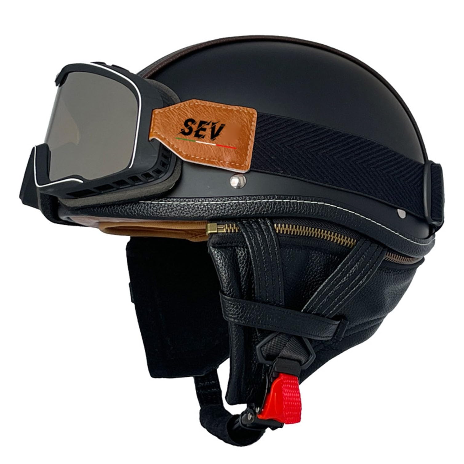 Vintage niemiecki kask motocyklowy półskórzany kask motocyklowy z otwartą twarzą z goglami z homologacją DOT/ECE dorośli mężczyźni kobiety na rower Cruiser Chopper