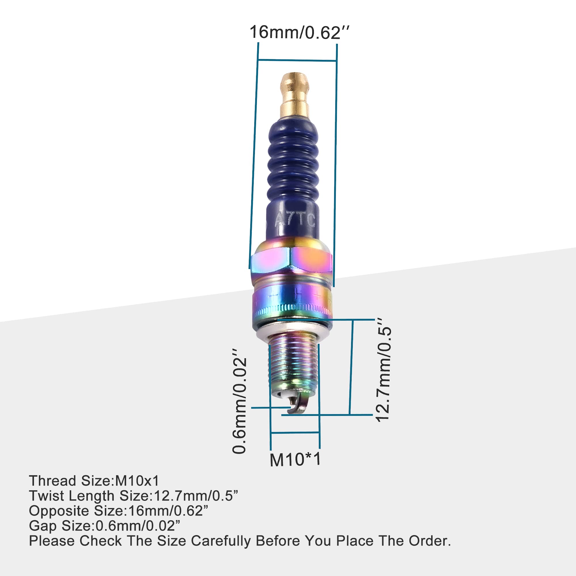 Candela Di Accensione GOOFIT A7TC Per Moto 110cc 125cc 140cc | ATV Dirt Bike Go Kart Scooter | Con Portachiavi Omaggio - Foto 2