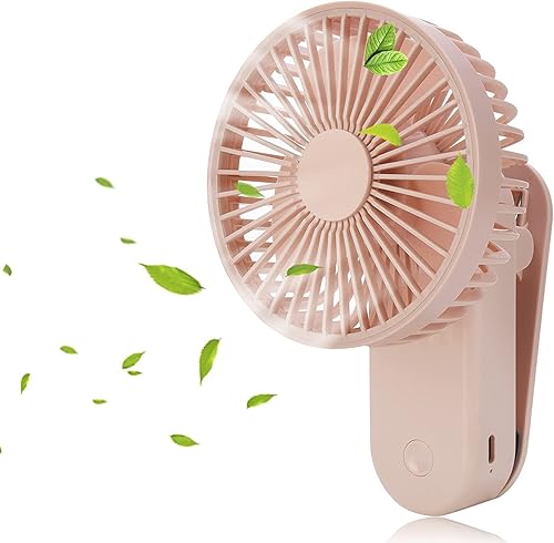 Mini ventilador de escritorio portátil con clip, 2400 mA recargable USB, funciona con pilas, ventilador de cochecito con magnético, rosa