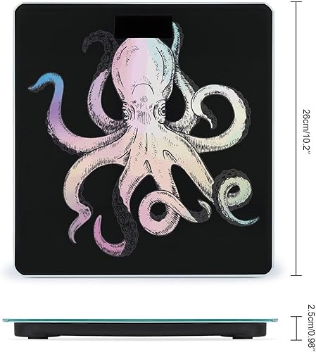 Miniatura 2 de Báscula de pulpo arcoíris para peso corporal, báscula digital inteligente y precisa de baño con pantalla LCD de fácil lectura