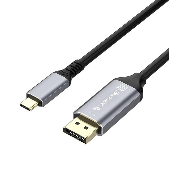 LAPCARE Type C to DisplayPort Cable 4K@60Hz, 1.8m USB-C to DP Male to Male Cable for MacBook, Laptop, Monitor & Projector, Aluminium Alloy, Gold-Plated – LOX-035