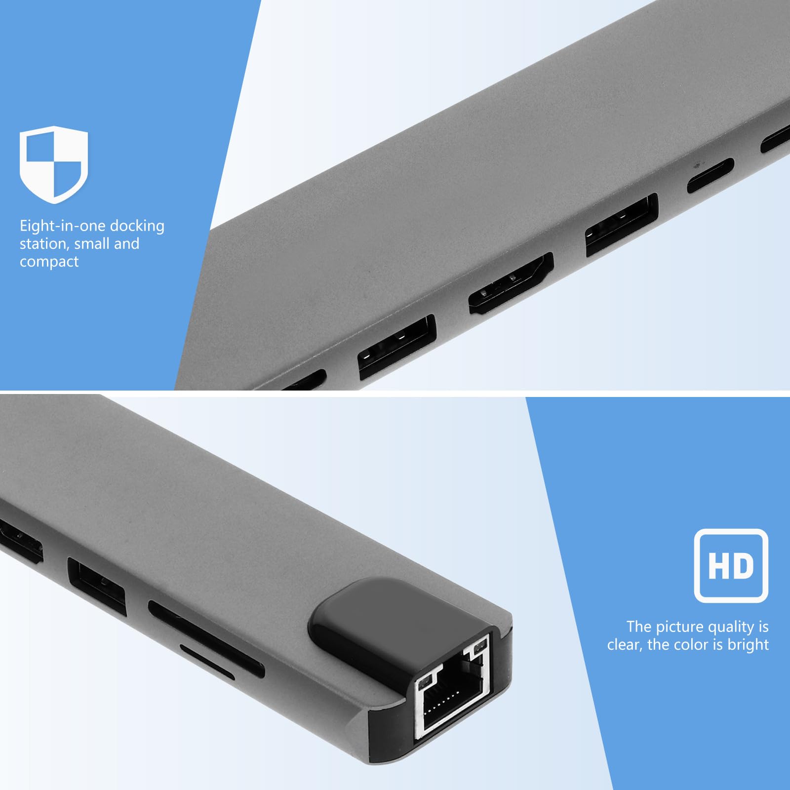 Hub Adattatore Multiporta USB C Otto in 4k Lega di Alluminio