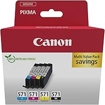 Canon CLI-571 C M Y BK Pack of 4 cartridges (Black Cyan Magenta Yellow) Genuine (Recycled Cardboard Multipack)