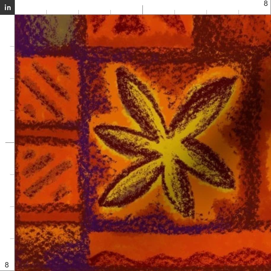 Miniatura 3 de Spoonflower Tela  Flores onduladas rojas vintage hawaianas retro polinesio de mediados de siglo Aloha impreso en tela de mezclilla cuarto gordo