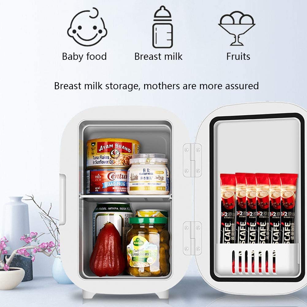 Mini Frigorifero Portatile da 6 Litri Frigorifero da Tavolo Frigorifero Elettrico Dispositivo di Raffreddamento Riscaldatore Compatto Compatibilità Alimentazione AC + DC