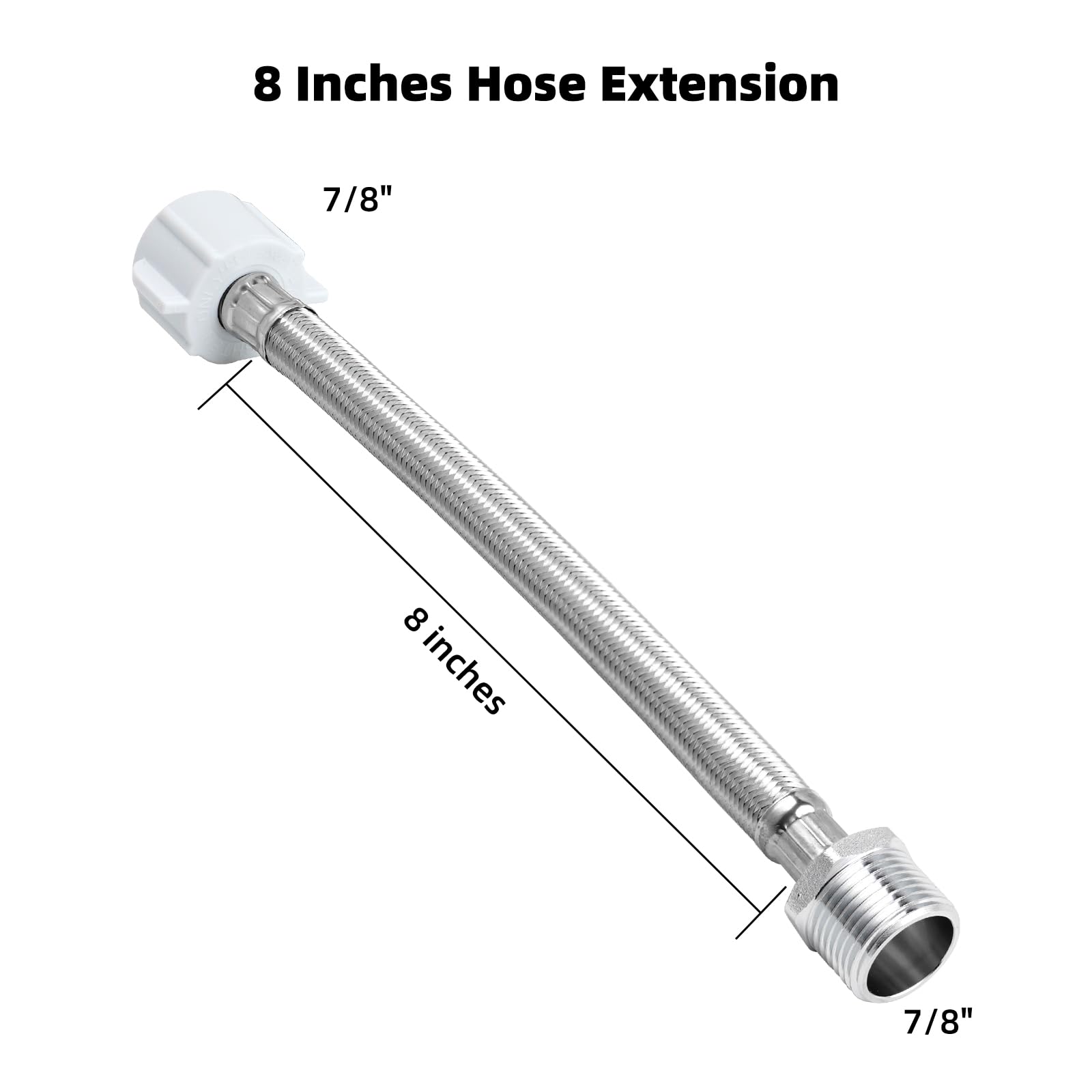 THU9090R - Manguera de extensión de 8 pulgadas compatible con TOTO C110/E200/S300/S400. Permite lavar 7/8 macho a adaptador T de bidet/pulverizador de pañales, tubo hembra 7/8 de conexión esférica del