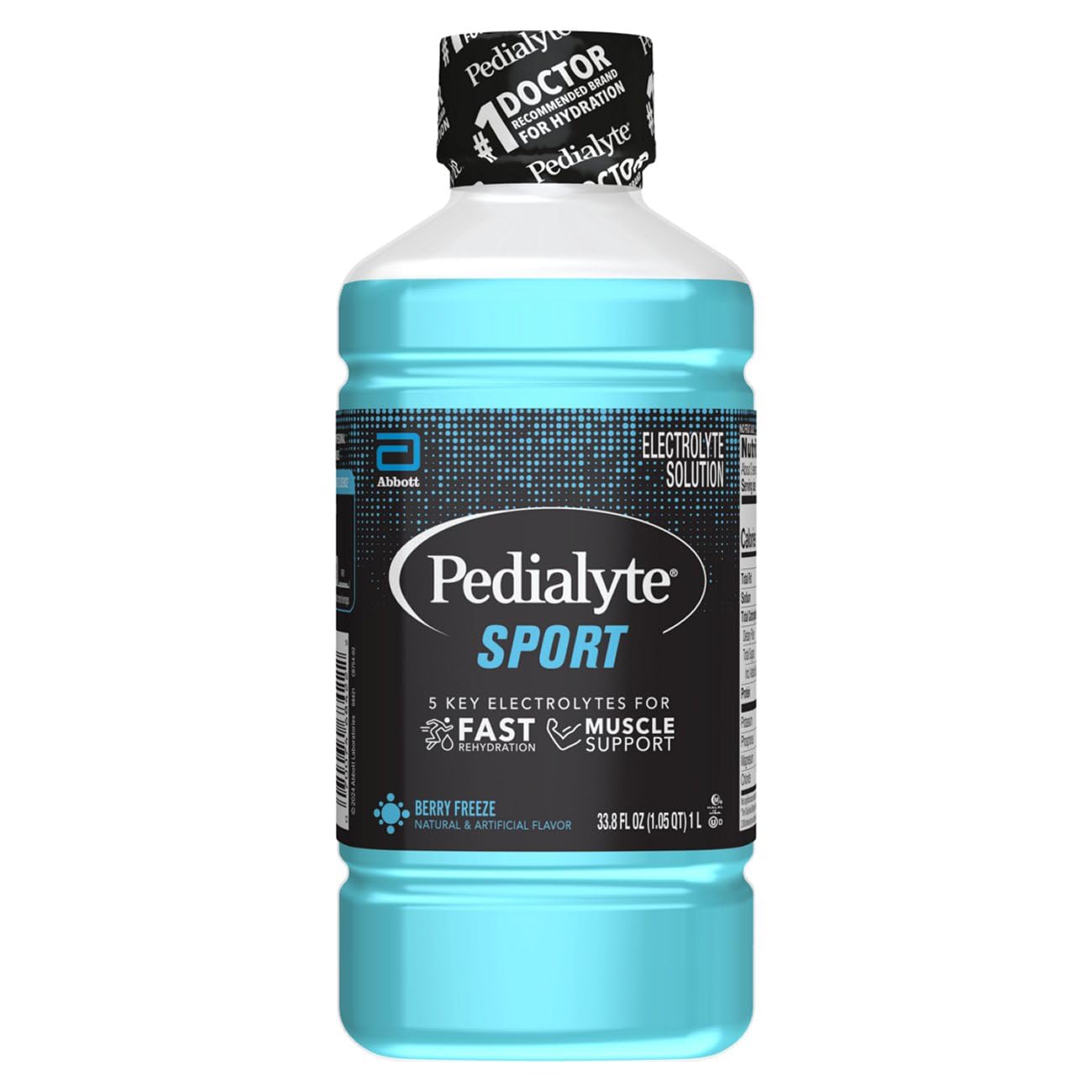 Pedialyte Sport Electrolyte Solution | 5 Key Electrolytes for Muscle Support | Fast Hydration for Before, During, & After Exercise | Berry Freeze, 1 Liter