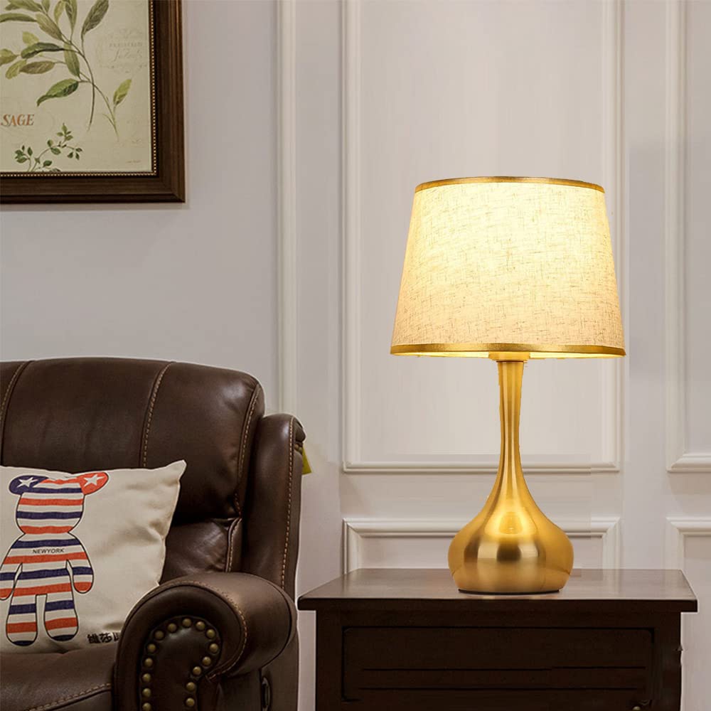 Mengjay Lampada da Tavolo Salotto,E27 Paralume in Tessuto Lampada da Scrivania,pulsante interruttore, per camera da letto ufficio soggiorno illuminazione decorativa (lampadine non incluse) (A)