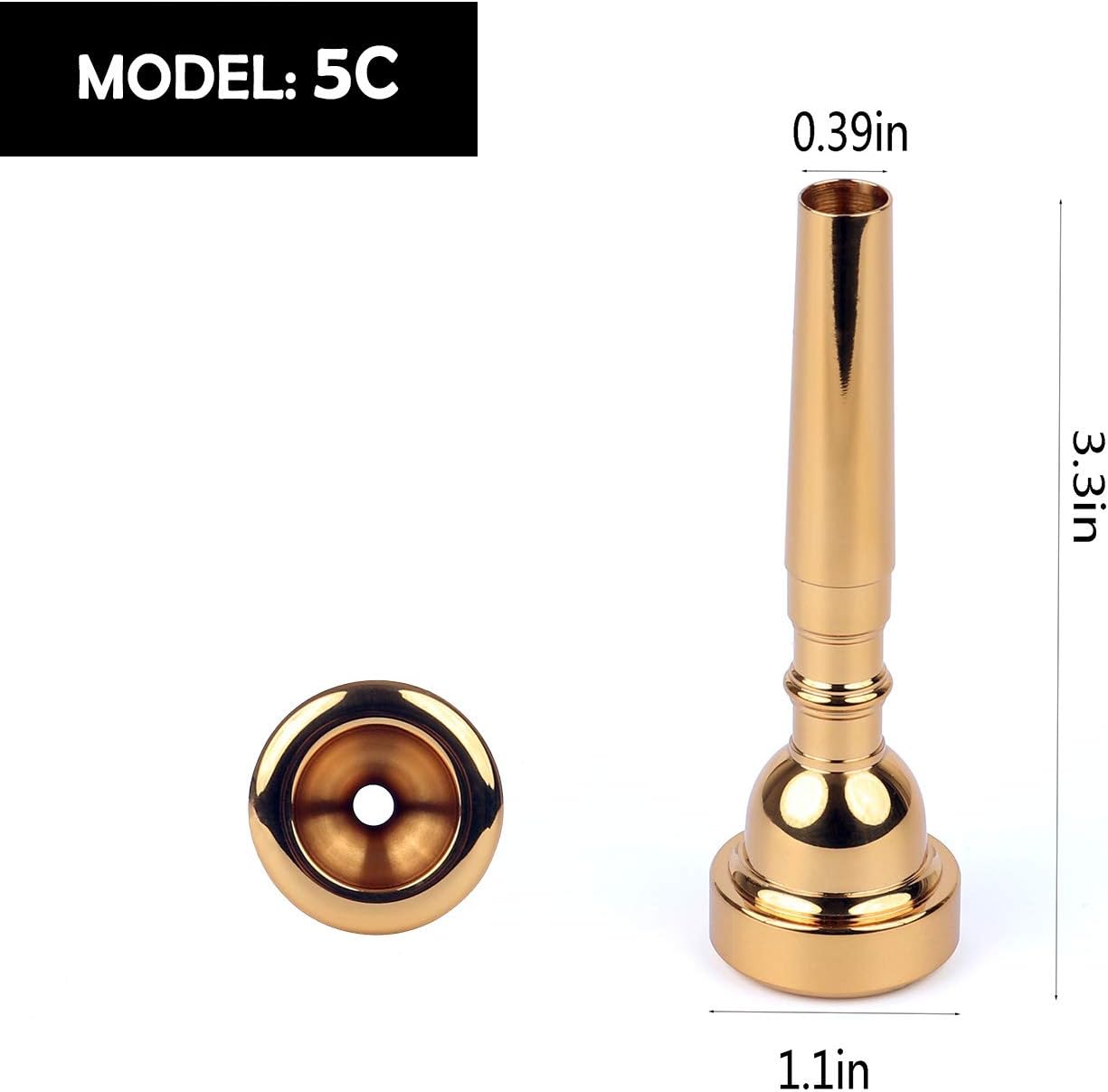 3 Pack Trumpet Mouthpiece (3C 5C 7C) Instruments Mouthpiece For Embouchure Made of Brass Gold Plate Compatible For Beginners and Professional Players : Musical Instruments