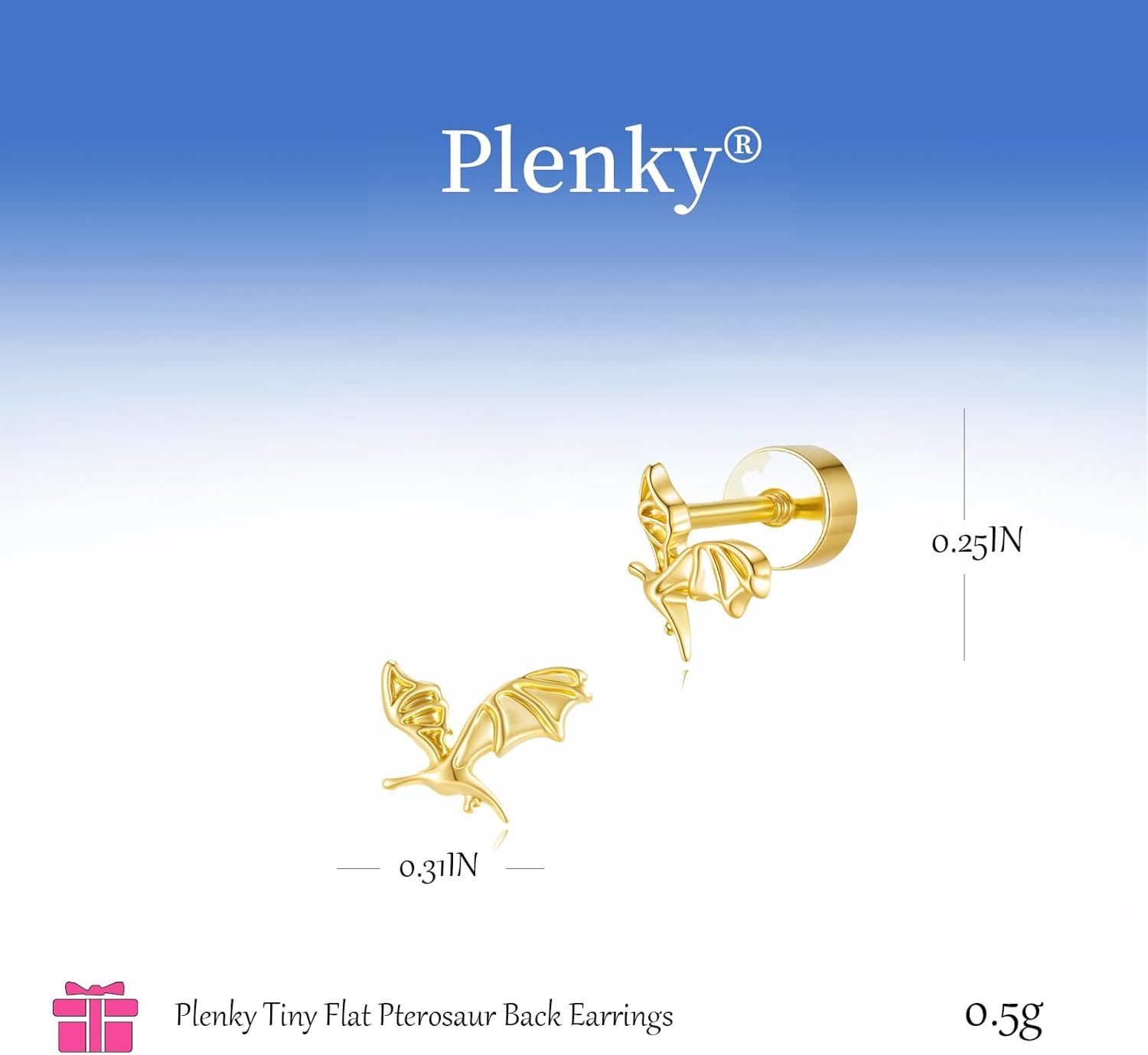 Flat Back Earrings - 14k Gold Plated Coconut Tree,Baseball Dinosaur,Dragon,Pterosaur,Cowboy Boot,Shark,Earrings for Women Gifts - Image 5